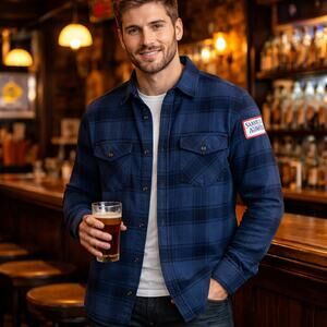 Sportiqe SZ XL Samuel Adams Boston Tap Room Plaid Flannel Button Down Shirt NWT